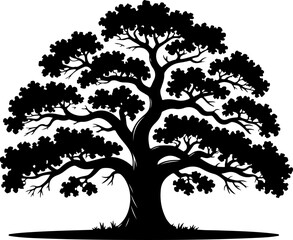 oak tree  silhouette vector illustration