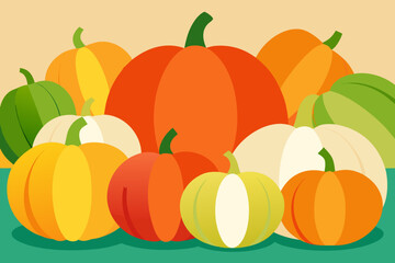 Colorful assortment of flat design pumpkins for autumn