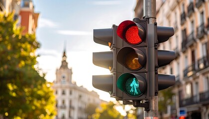 City crosswalk signal, pedestrian light