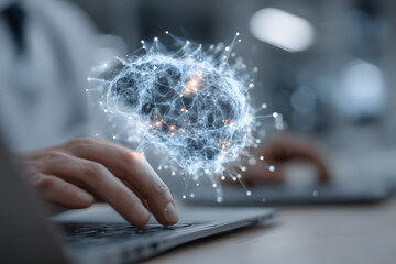 Generative AI. business peple working on laptop compter with global media linkconnecting on desk, cloud omputing, cyber security, usiness finance, internet etwork technology concept