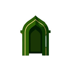 Vector art of green arched doorway with gold trim