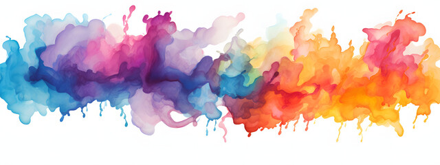 watercolor rainbow splash, rainbow splashes, spray-paint style, color field. Generative AI.