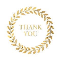 Vector art of elegant golden laurel wreath with thank you text inside