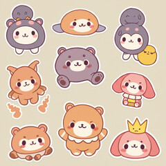 Fototapeta premium cartoon animal head icon set