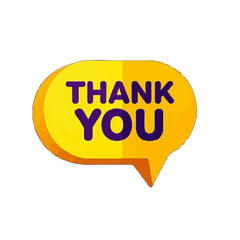 Vector art of yellow speech bubble with thank you text in purple