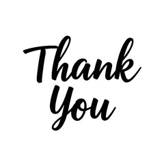 Vector art of handwritten thank you text in a stylish black script font, isolated on a clean transparent background, perfect for expressing gratitude