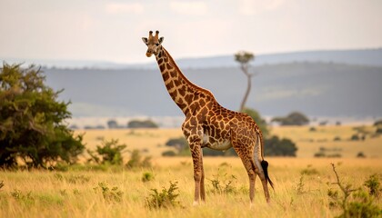 Obraz premium Giraffe in savanna landscape (1)