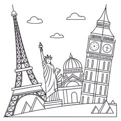 Famous Landmarks Silhouette Collection paris new york
