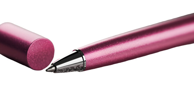 A luxurious pink pen awaiting inspiration on a sleek desk ready to jot down dreams and ideas with a dark backdrop and