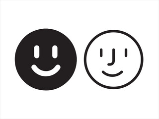 Black and white vector illustration of two smiling face isolated on white background