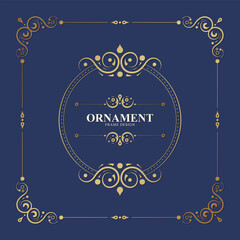 Elegant Golden Vintage Ornament Frame for Invitation and Greeting Card Design