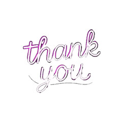 Vector art of a stylish neon pink thank you text graphic, isolated on a clean transparent background, perfect for expressing gratitude