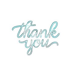 Vector art of handwritten thank you text in a light blue, glowing, cursive font, isolated on a transparent background