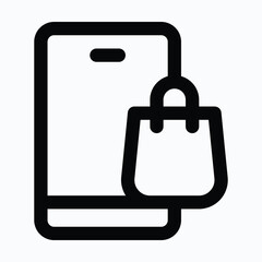 Mobile shopping isolated vector lineal style icon
