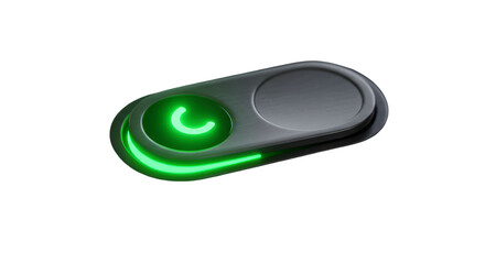 Fototapeta premium Activating innovation The sleek toggle switch glows with vibrant green energy powering up possibilities against the
