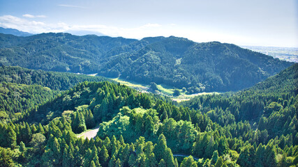 日本の富山県朝日町の笹川地区周辺の様子