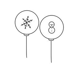 Two balloons with snowflakes on them and a number 8 on one of them