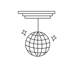 A black and white drawing of a disco ball with a globe on top