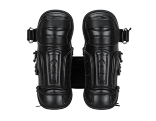 Professional catcher’s protective shin pads in black fully visible isolated on transparent background PNG