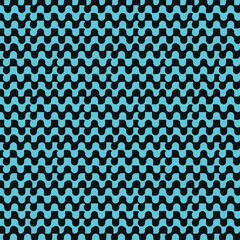 Abstract pattern of teal and black wavy shapes.