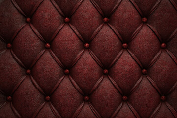 Naklejka premium Dark red tufted leather upholstery texture background