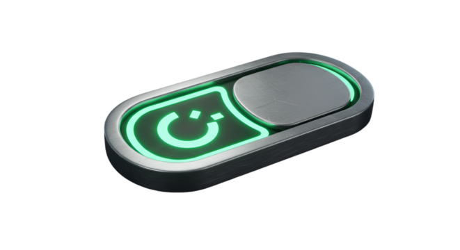 The future of connection A sleek glowing toggle symbolizing tech innovation bridging worlds with a simple luminous