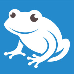 White Frog Silhouette on Blue Background