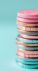 Stack of colorful coins.  