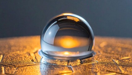 Pure Water Droplet: Elemental Clarity on Textured Metal (Minimalist Macro)