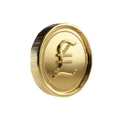 Golden Pound Sterling Coin - 3D Render of British Currency