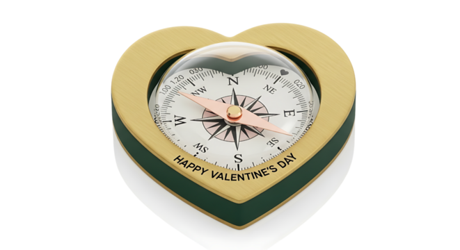 Heart shaped compass isolated on transparent background