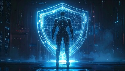 Cybersecurity Sentinel: A Futuristic Guardian Standing Watch, Digital Fortress: A Knight in Shining Code Protecting the Cyber Realm