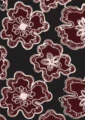 The modern blue of floral textile tropical bicolor grey and blue flower and leaves miniprint flowers geometric textile for clothes. A Seamless hand drawing pattern.