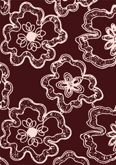 The modern blue of floral textile tropical bicolor grey and blue flower and leaves miniprint flowers geometric textile for clothes. A Seamless hand drawing pattern.