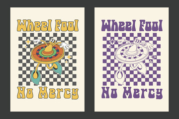 Retro Roulette Cartoon Wheel Fool No Mercy Illustration
