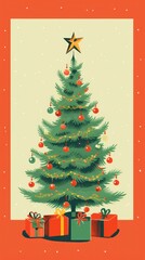 Naklejka premium Christmas tree cartoon plant.