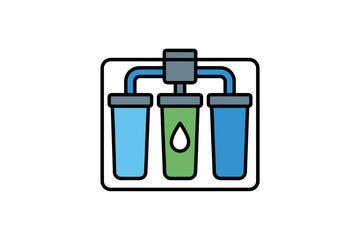 Clean Water Filtration System Icon Representing Purity and Health Through Advanced Purification Technology