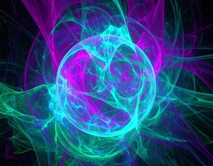 Abstract swirling neon sphere
