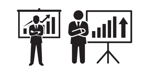 Business presentation icon with graph chart vector illustration