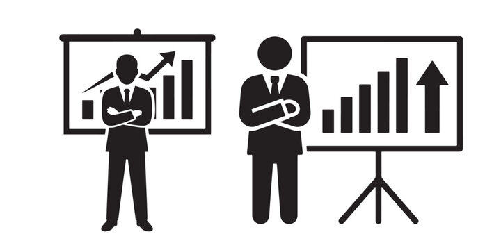 Business presentation icon with graph chart vector illustration