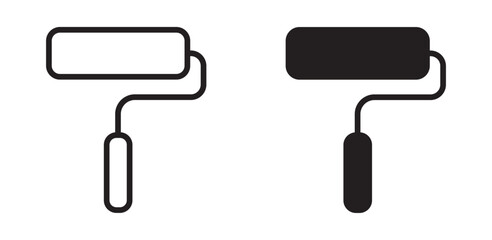 Paint roller icon collection. Wall paint roller tool icons set. Vector sign