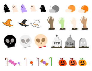 Halloween clipart, illustrations and design elements set.