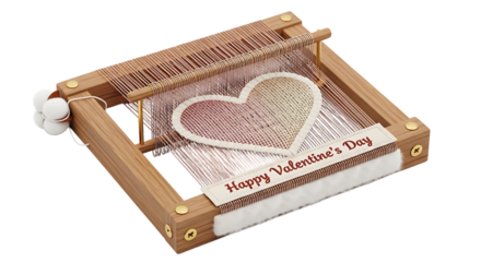 Small loom with heart for valentines day isolated on transparent background