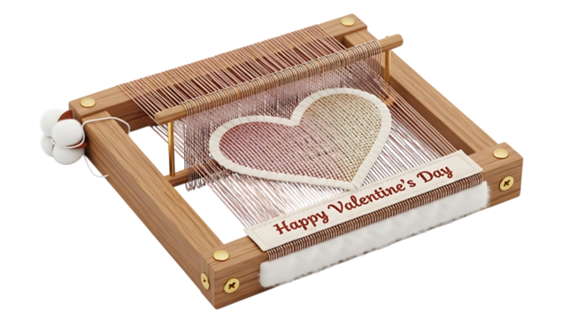 Small loom with heart for valentines day isolated on transparent background