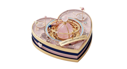 Heart shaped valentine gift isolated on white isolated on transparent background