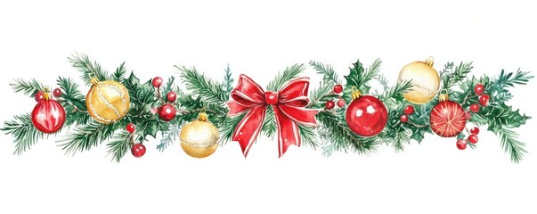 Ribbons and bows Christmas border christmas ornaments decoration.