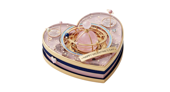 Heart shaped valentine gift isolated on white isolated on transparent background