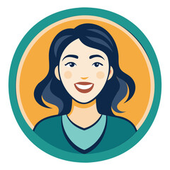 Smiling Woman Portrait in a Circular Frame