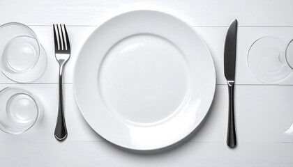 Elegant table setting on a white wooden surface