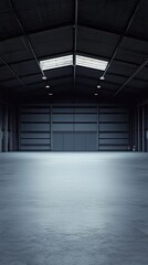 Obraz premium Cavernous Industrial Hall Illuminated by Symmetrical Overhead Skylights